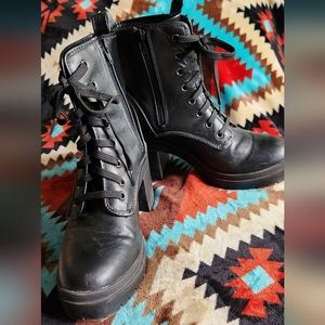 Bamboo High Heel Combat Boots